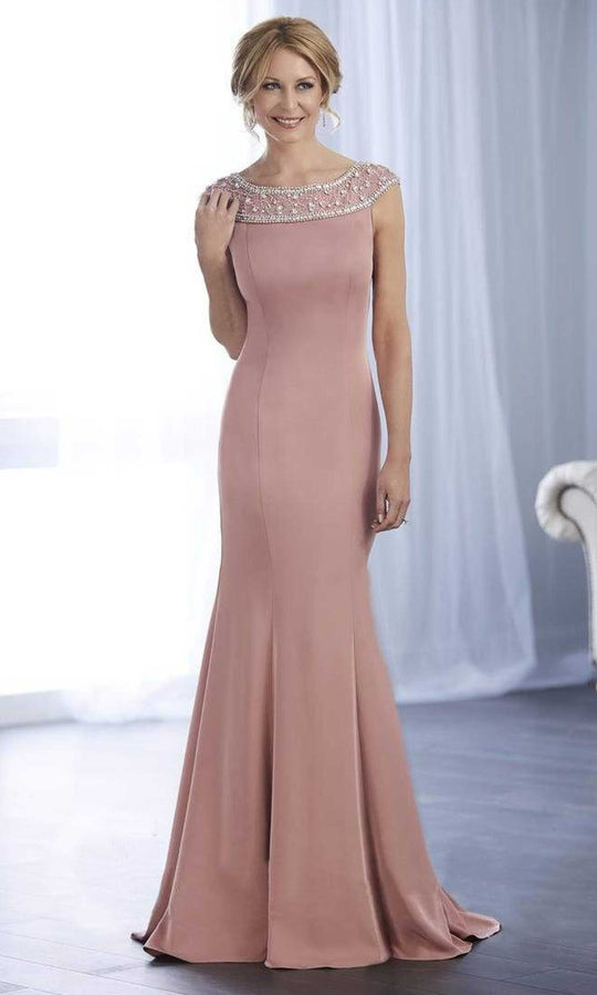 Christina Wu Elegance - Jewel Paneled Bateau Neck Long Gown 17857
