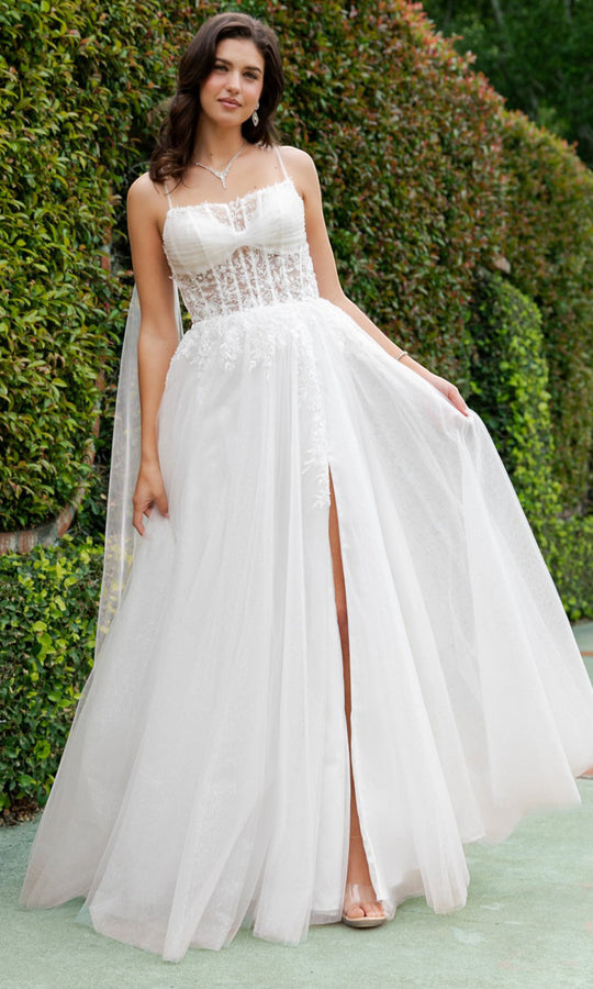 Cinderella Couture 4217 - Spaghetti Strap Embroidered A-Line Gown
