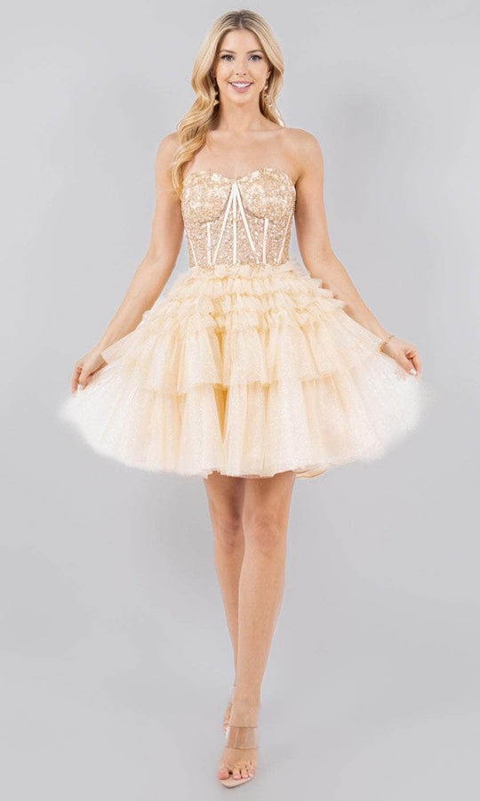 Cinderella Couture 5133J - Strapless Beaded Corset Cocktail Dress