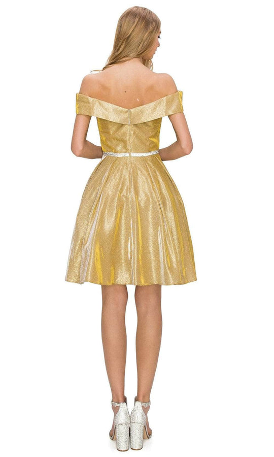 Cinderella Couture 8012J - Off-Shoulder Glitter Cocktail Dress