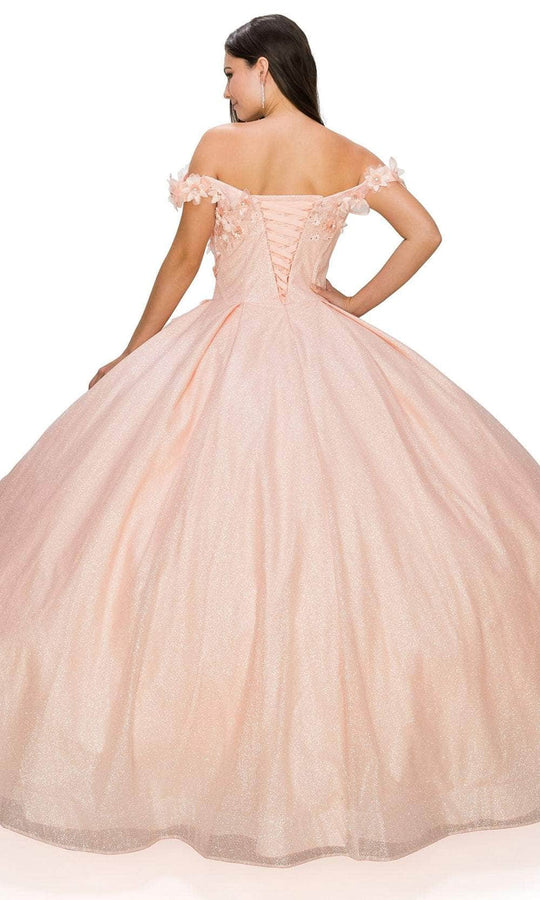 Cinderella Couture 8020J - Off Shoulder Floral Glitter Ballgown