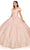 Cinderella Couture 8020J - Off Shoulder Floral Glitter Ballgown Special Occasion Dress XS / Blush