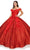 Cinderella Couture 8020J - Off Shoulder Floral Glitter Ballgown Special Occasion Dress XS / Red