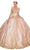 Cinderella Couture 8024J - V-Neck Gold Embroidered Ballgown Special Occasion Dress XS / Rosegold
