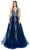 Cinderella Couture 8029J - Gold Embroidered A-Line Prom Gown Special Occasion Dress XS / Navy