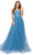 Cinderella Couture 8031J - Floral Embroidered Tulle Prom Gown Special Occasion Dress XS / Dusty Blue