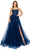 Cinderella Couture 8031J - Floral Embroidered Tulle Prom Gown Special Occasion Dress XS / Navy