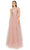 Cinderella Couture 8034J - Sequined Lace V-Neck Prom Gown Special Occasion Dress XS / Dusty Rose