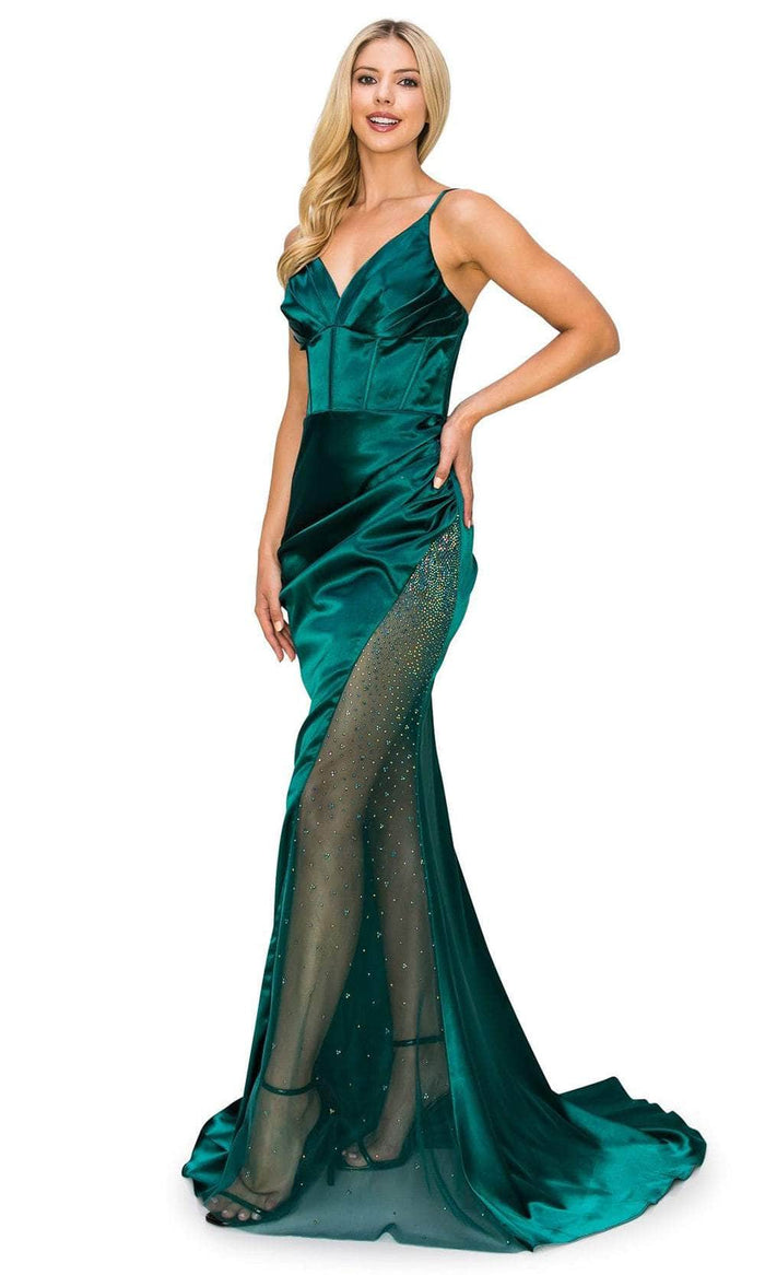 Cinderella Couture 8037J - Sleeveless Corset Prom Dress Special Occasion Dress XS / Hunter Green