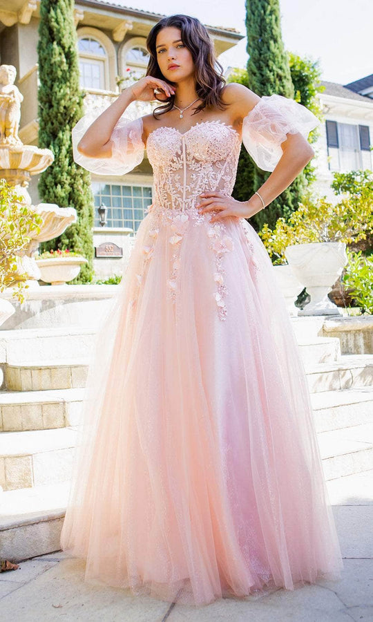 Cinderella Couture 8042J - Sweetheart Appliqued A-Line Prom Gown