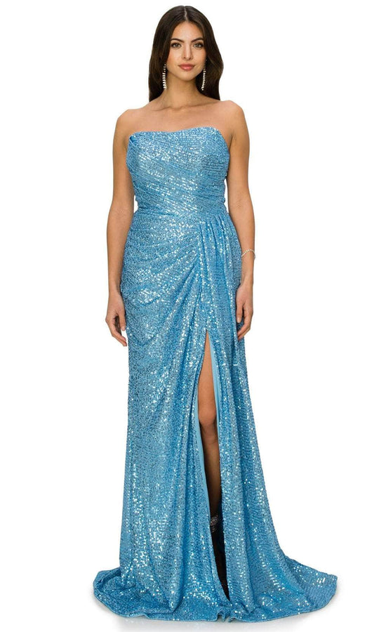 Cinderella Couture 8052J - Ruched All over Sequin Prom Gown