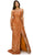 Cinderella Couture 8052J - Ruched Allover Sequin Prom Gown Special Occasion Dress XS / Orange