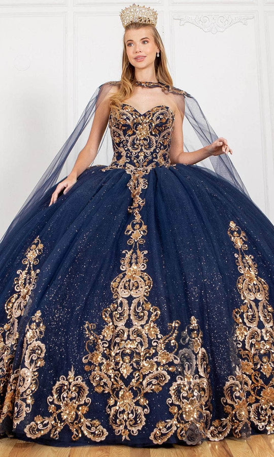 Cinderella Couture 8063J - Floral Applique Sweetheart Ballgown