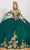Cinderella Couture 8064J - Off-Shoulder Lace Embellished Ballgown Special Occasion Dress XS / Hunter Green