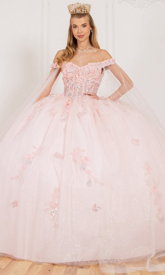 Cinderella Couture 8075J - Butterfly Applique Off Shoulder Ballgown
