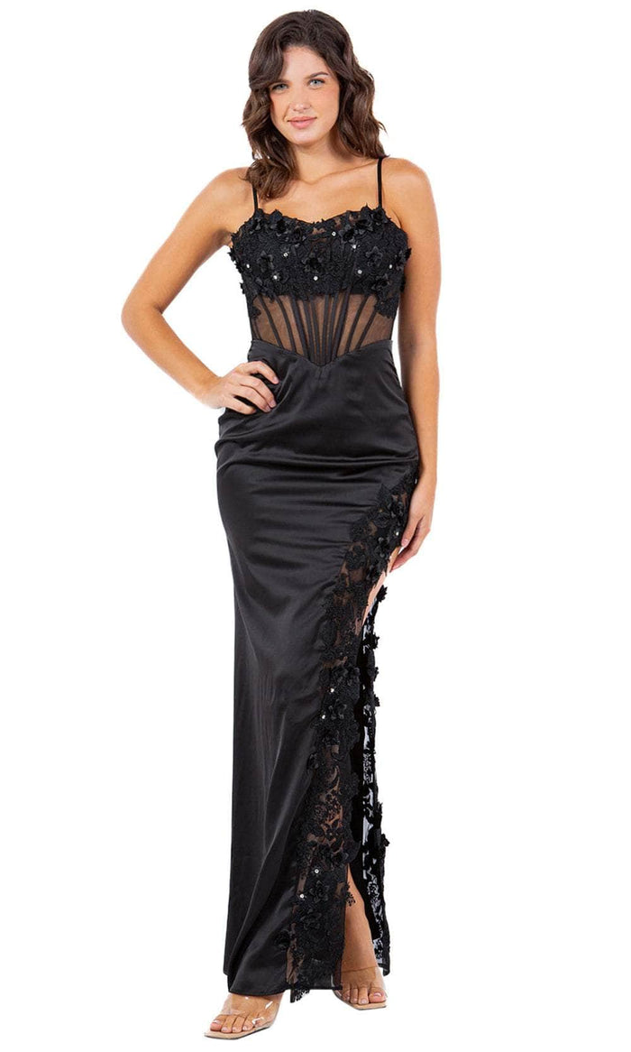 Cinderella Couture 8085J - Embroidered Sleeveless Prom Dress Special Occasion Dress XS / Black