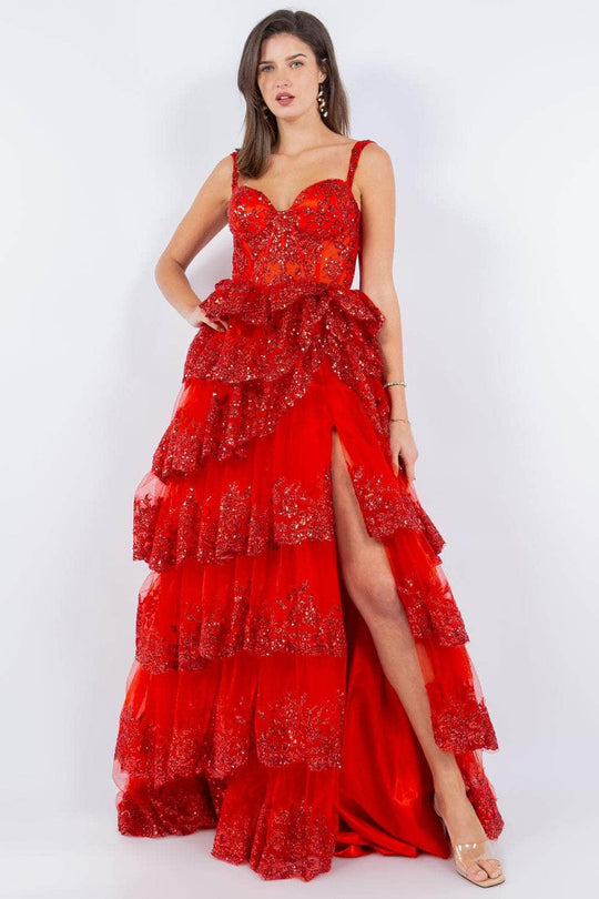 Cinderella Couture 8093J - Sweetheart Neck Embroidered Prom Dress