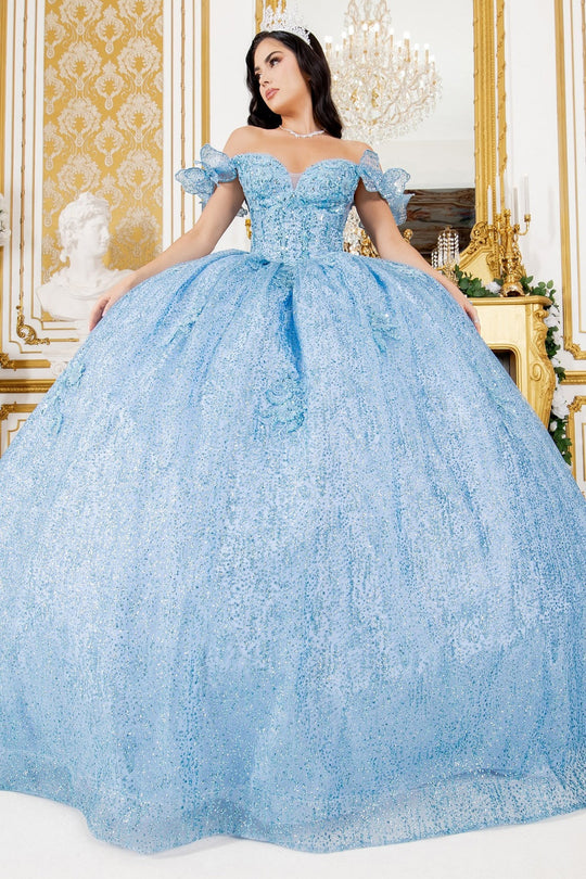 Cinderella Couture 8120J - Off-Shoulder Floral Embellished Ballgown