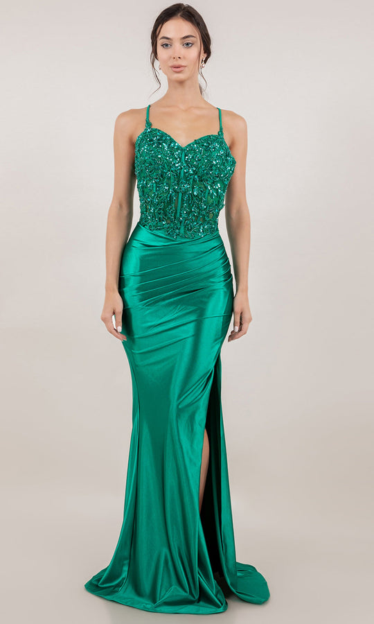 Cinderella Couture 8334J - Open Back Beaded Applique Evening Gown