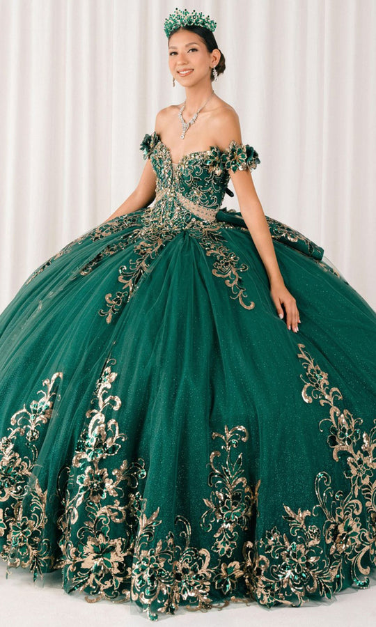 Cinderella Couture 8420JQ - Floral Applique Quinceanera Gown