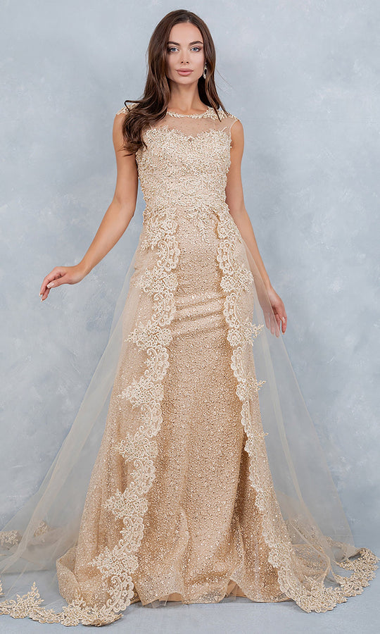 Cinderella Couture 8506J - Illusion Back Lace Applique Bridal Gown