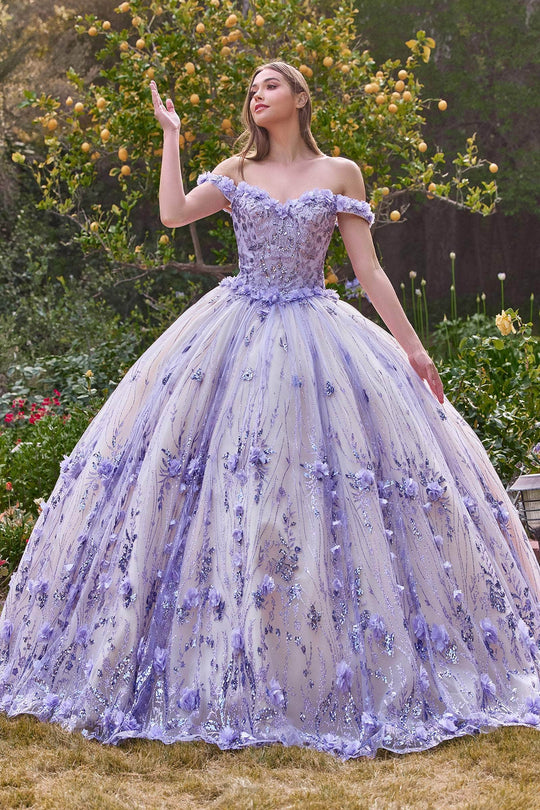 Cinderella Divine 15704 - Floral Appliqué Sweetheart Ballgown
