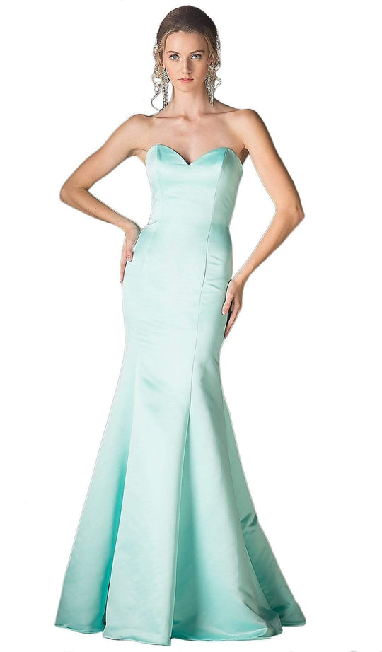 Cinderella Divine - 8792 Strapless Sweetheart Satin Trumpet Gown
