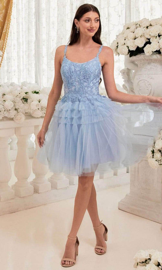Cinderella Divine 9310 - A-Line Cocktail Dress with Embroidery