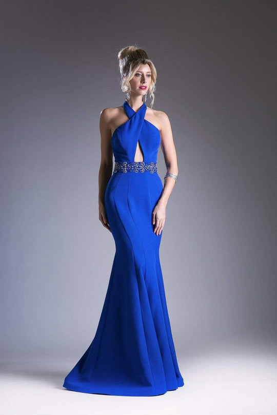 Cinderella Divine - Beaded Halter Neck Scuba Mermaid Dress