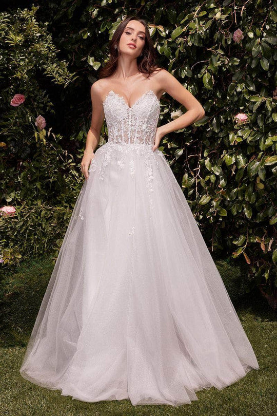 Cinderella Divine Bridal C148W - Floral Embroidery Sweetheart Bridal Gown