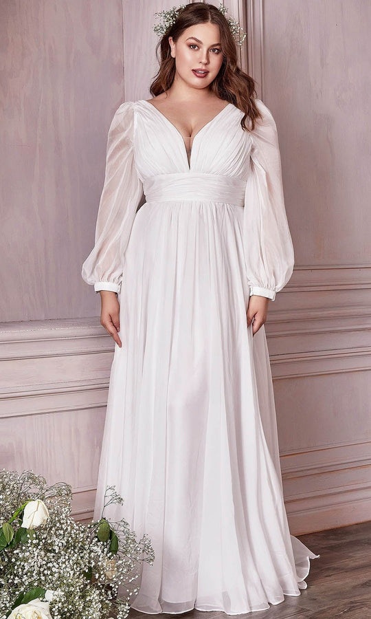 Cinderella Divine Bridal CD0192W - V-neck Bridal Gown
