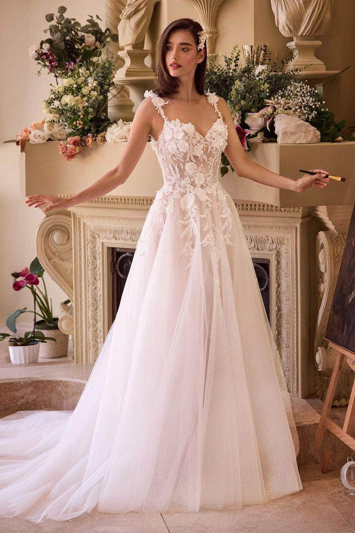 Cinderella Divine Bridal CDS498W - Long Tulle A-Line Dress