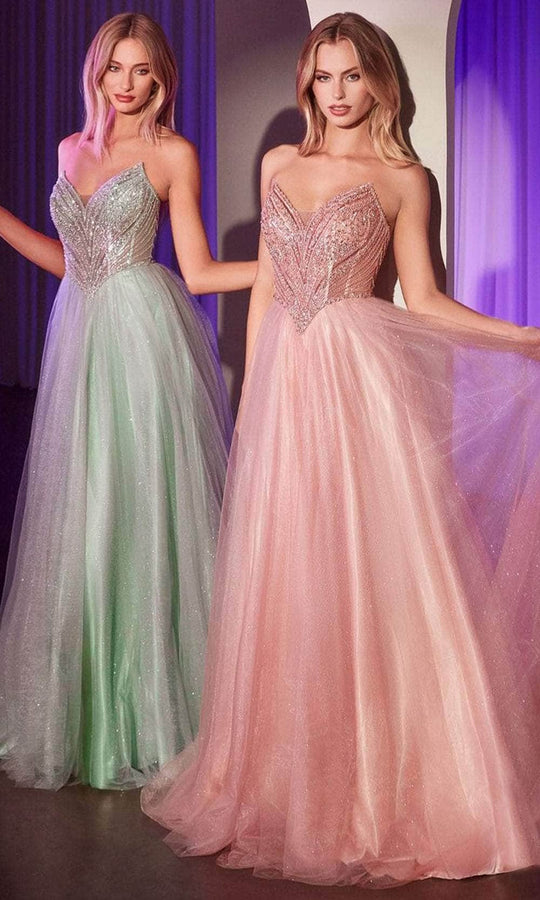 Cinderella Divine CC415 - Embellished V-Neck Long Gown