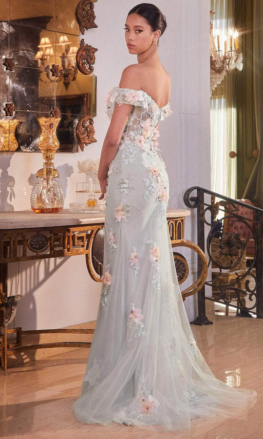 Cinderella Divine CD005 - Off-Shoulder with 3D Floral Corset Bodice Prom Dress