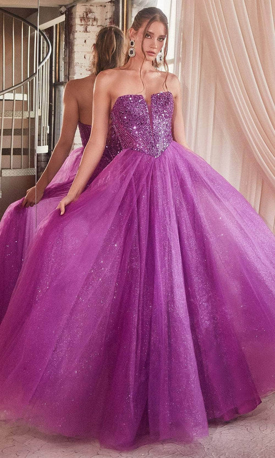 Cinderella Divine CD0217 - Prom Gown with Plunging V-Neck and Basque Waist