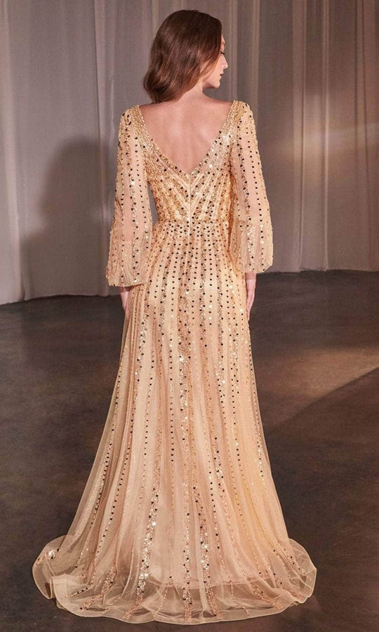Cinderella Divine CD0240 - Bishop Sleeve Sheer Evening Gown