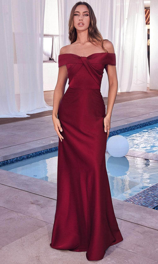 Cinderella Divine CD325 - Knotted Off-Shoulder Prom Dress