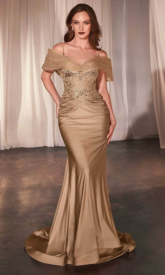 Cinderella Divine CD798 - Lace Applique Sleeveless Prom Gown