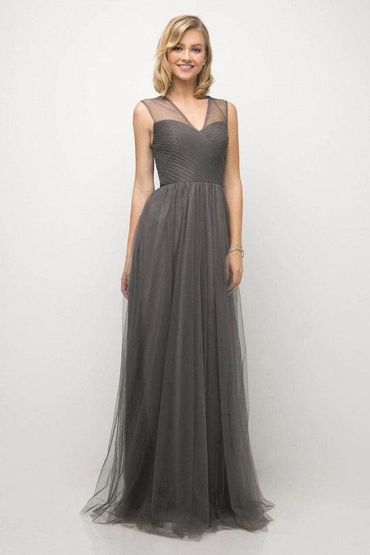 Cinderella Divine - ET320 Sleeveless Pleated Top Tulle A Line Gown