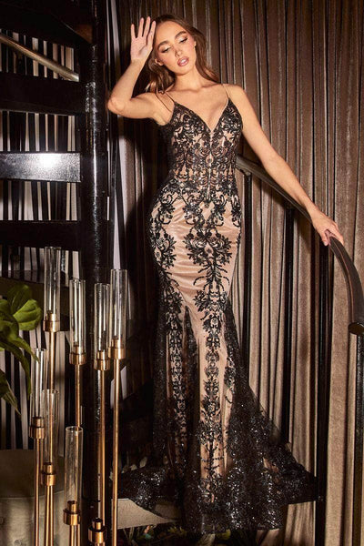Cinderella Divine - J810 Shimmer Corset Bodice Mermaid Junior Prom Gown 4 / Smoky Blue Cinderella Divine - J810 Shimmer Corset Bodice Mermaid Junior Prom Gown 4 / Smoky Blue