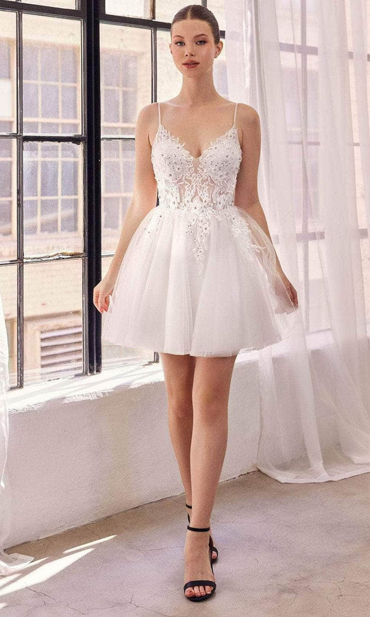 Cinderella Divine SF047 - Jeweled Detail Tulle Cocktail Dress