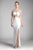 Cinderella Divine - Sleeveless Embellished Sheer Halter Fitted Dress Prom Dresses XXS / White