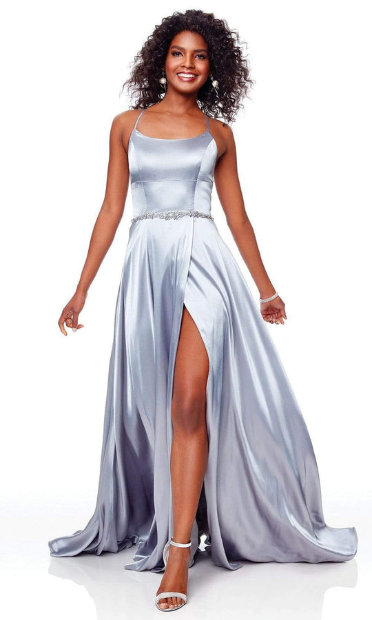 Clarisse - 3712 Embellished Scoop Charmeuse A-line Dress