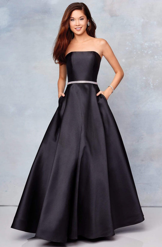Clarisse - 3739 Strapless Embellished Belt Mikado Prom Gown