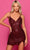 Clarisse 30336 - V Neck Sequin Cocktail Dress Party Dresses 00 / Wine
