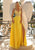 Clarisse - 8021 Embroidered Deep V-neck A-line Gown Prom Dresses 0 / Canary