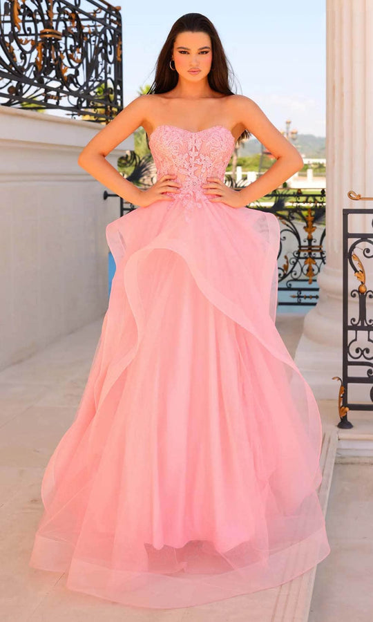 Clarisse 810789 - Floral Lace Ruffled Prom Gown