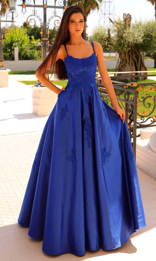 Clarisse 810878 - Applique Scoop Prom Gown