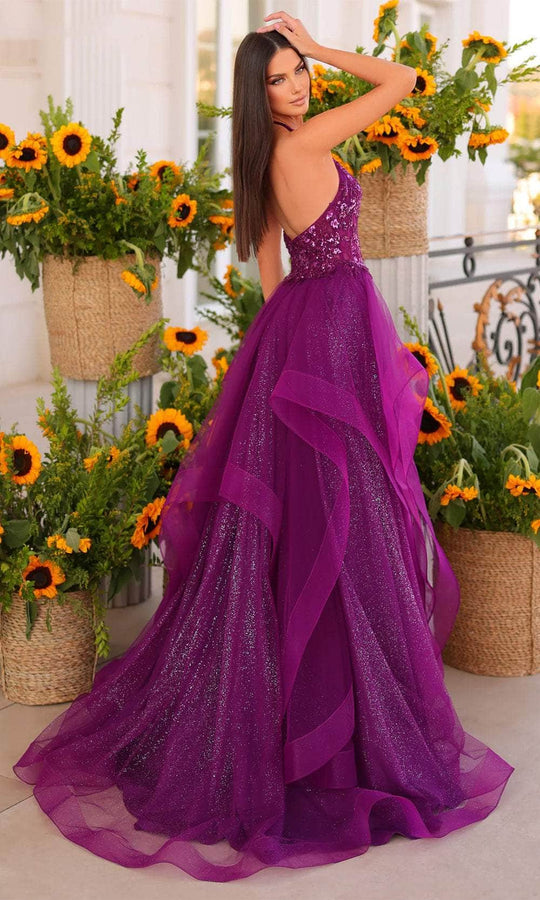 Clarisse 811281 - Sequined Halter Ballgown