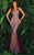 Clarisse - 8128 Sequined Trumpet Godets Gown Evening Dresses 00 / Burgundy/Nude